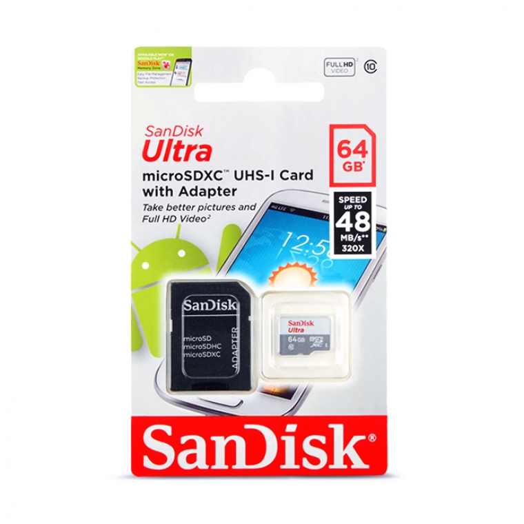 Карта памяти Micro-SDXC от Sandisk и SD-адаптер 