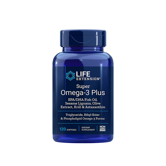Натуральная биодобавка Super Omega-3 Plus с рыбьим жиром, маслом криля, лигнанами кунжута, оливковым экстрактом и астаксантином