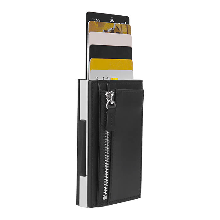 Уникальный кошелек Cascade Zipper Wallet с металлическим отделением для защиты банковских карт