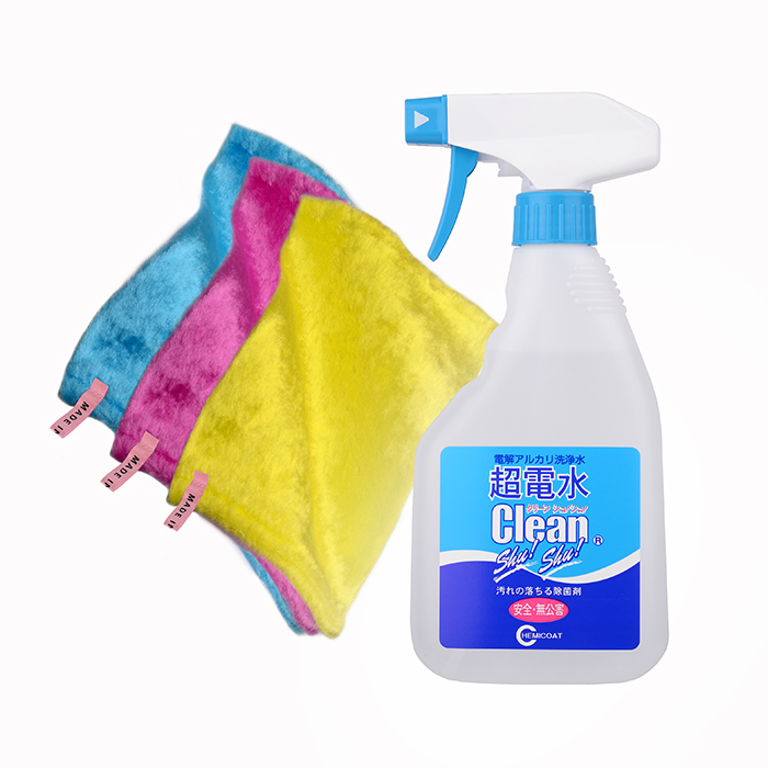Безопасное чистящее средство Shu-Shu! Clean с ионами водорода и салфетки Pulsui с ворсом из микроволокна