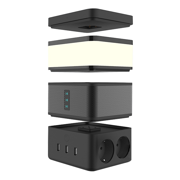 Модульная система AvatarControls FreeCube с сетевым фильтром, Bluetooth-колонкой, LED-светильником и платформой беспроводной зарядки