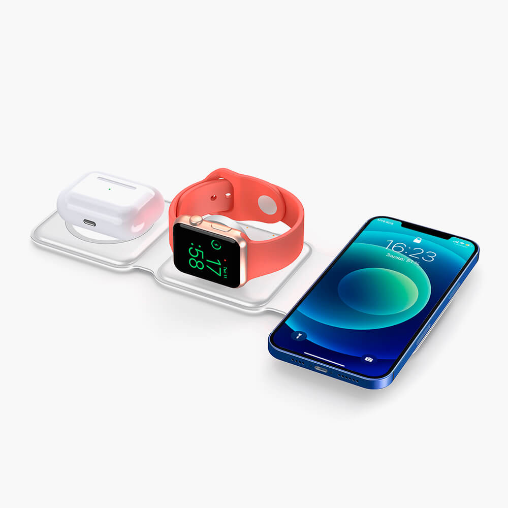 Складная станция MagMate для одновременной беспроводной зарядки iPhone, Apple Watch, AirPods и других Qi-совместимых гаджетов