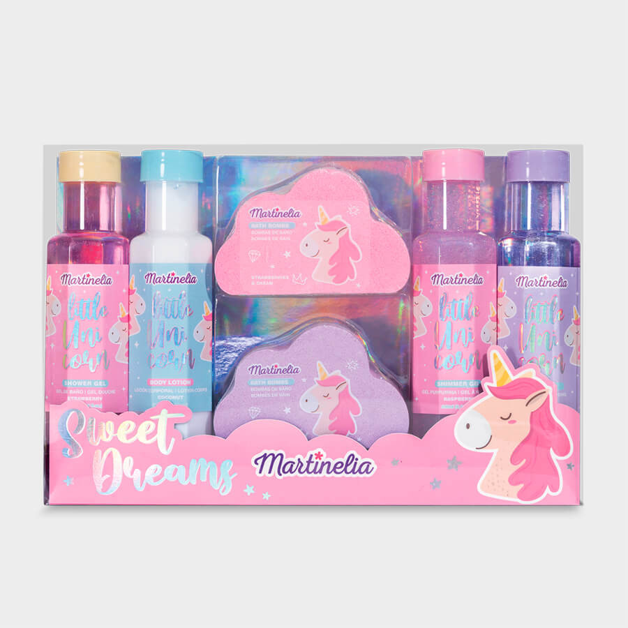 Испанский детский набор для ванны Martinelia Little Unicorn с шампунем, лосьоном, гелями для душа и бомбочками для ванны