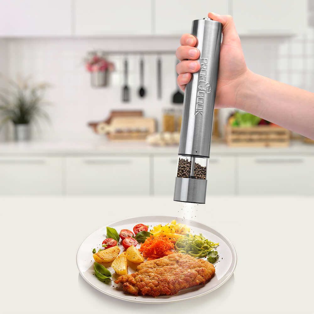 Электрические мельницы для соли и специй Profi Cook PC-PSM 1031 с керамическими жерновами и подсветкой, комплект из 2 шт.