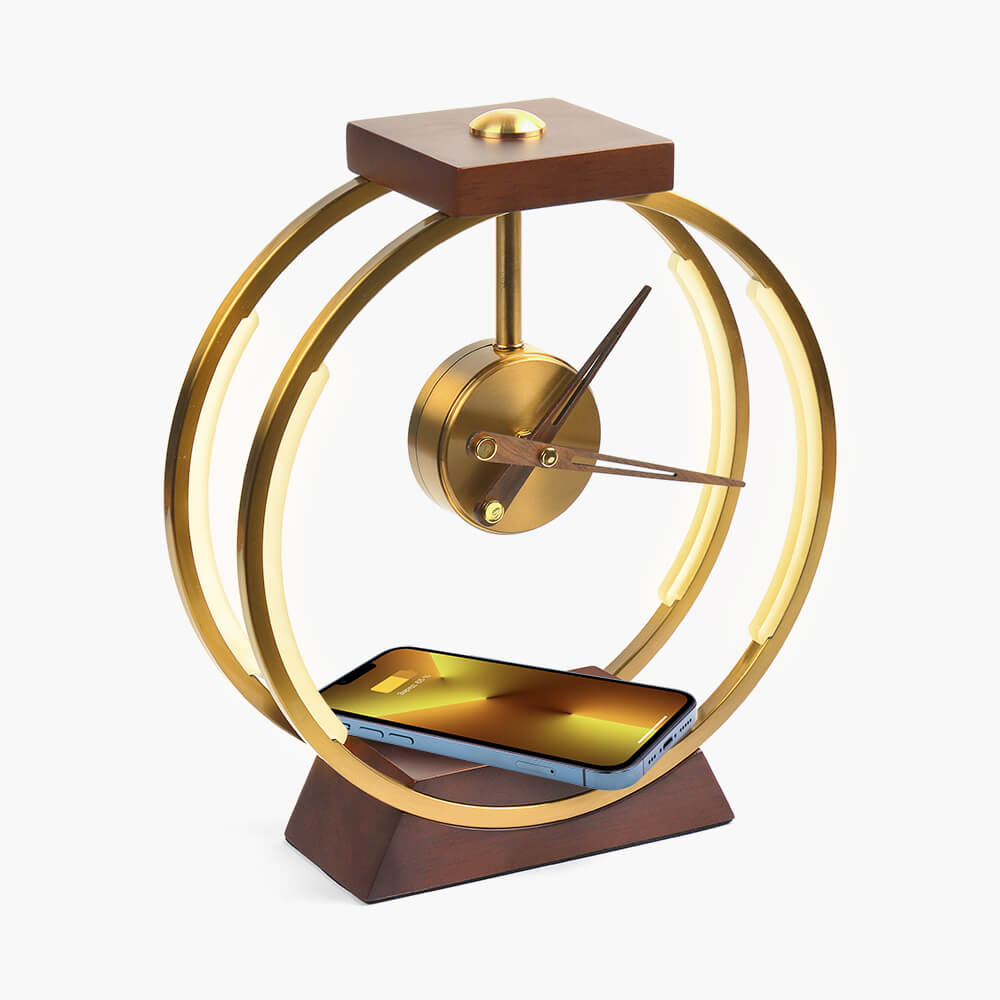Дизайнерская настольная лампа-часы Time Energy с регулируемой подсветкой и зарядной платформой