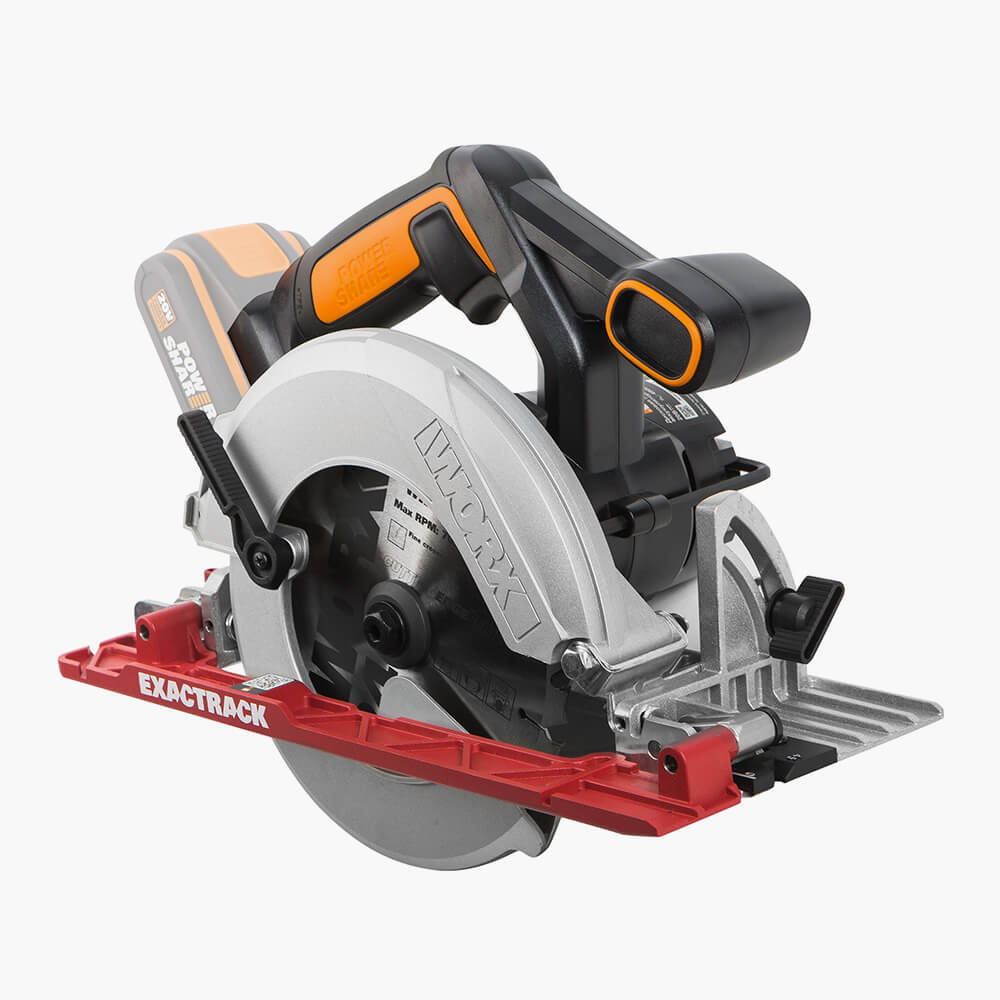Аккумуляторная дисковая пила WORX WX530 с регулировкой угла реза и направляющей Exaсtrack