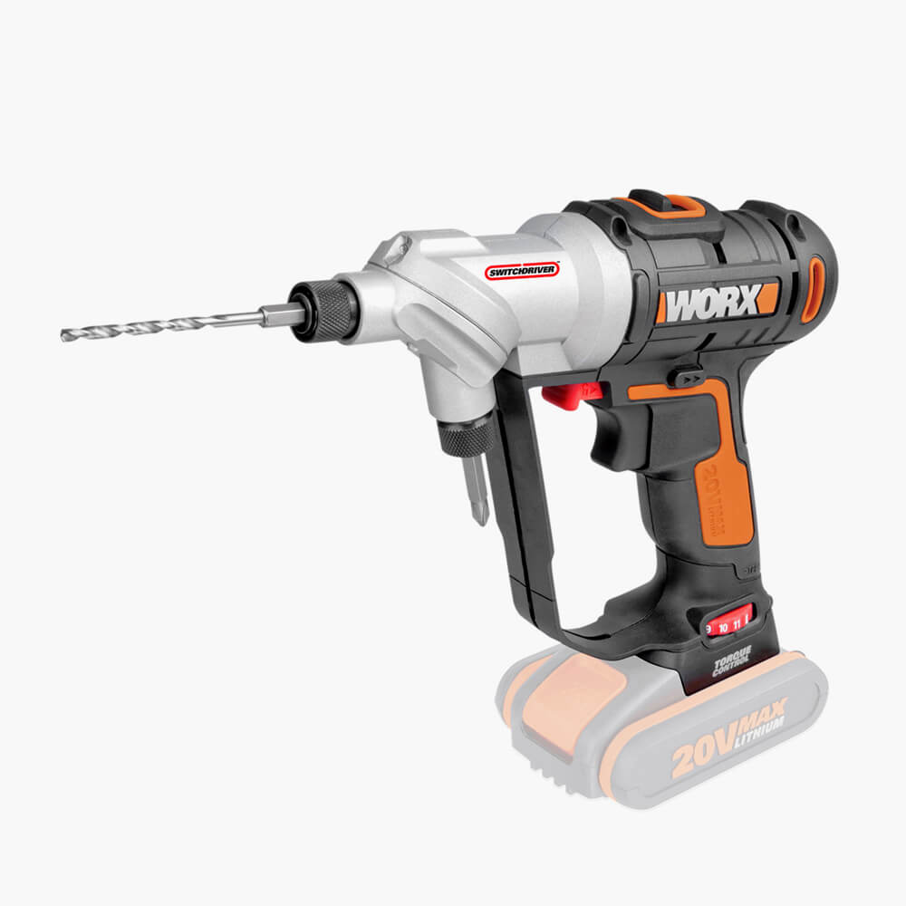 Легкая аккумуляторная дрель-шуруповерт WORX WX176 с двумя быстрозажимными патронами и набором из 16 насадок