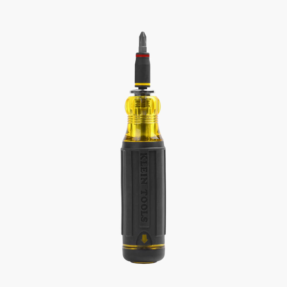Отвертка-мультитул 14 в 1 Klein Tools: 12 бит в рукоятке, стержень-удлинитель и насадка Flip Socket для гаек и болтов