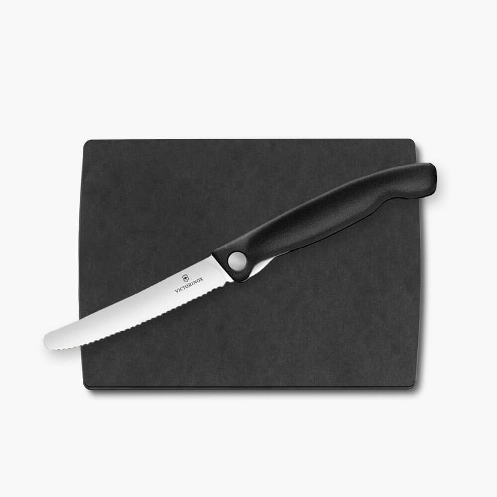 Швейцарский походный набор для нарезки продуктов Victorinox: складной нож и доска с антибактериальной пропиткой ECO Shield