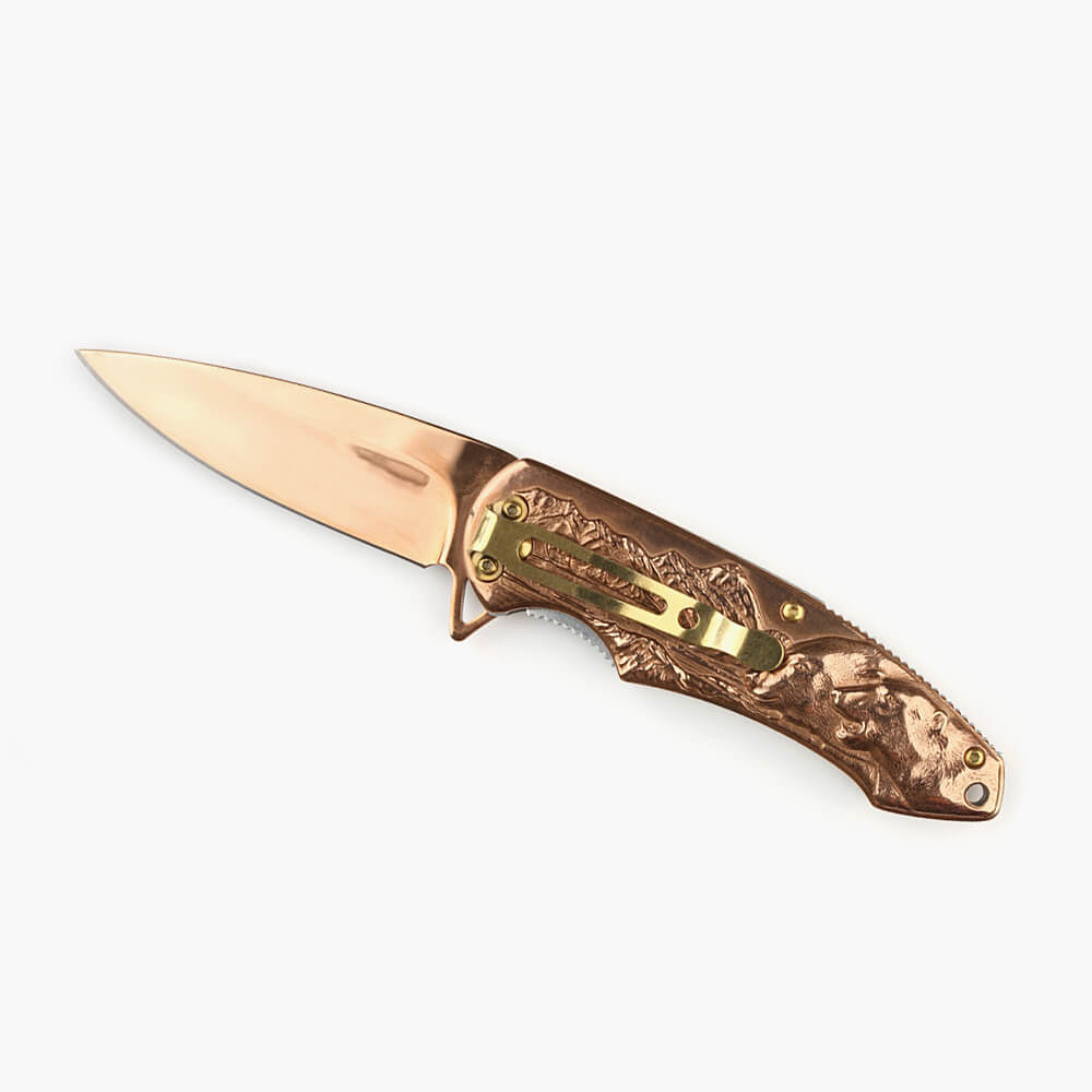 Коллекционный цельнометаллический складной нож Stinger FK-S064C с механизмом Finger Flip и защитным покрытием N-Titanium