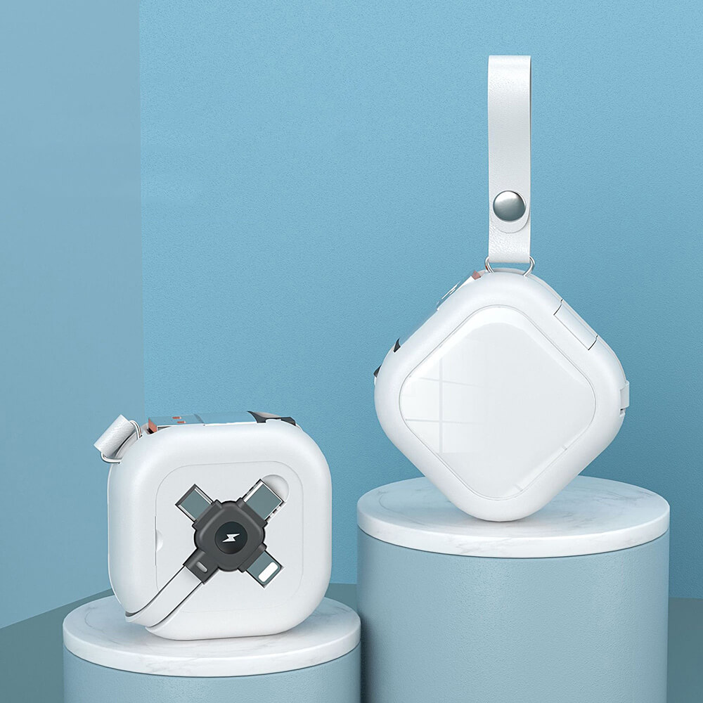Кабель 3 в 1 Trident PRO в футляре-катушке c подставкой для смартфона, 1 м