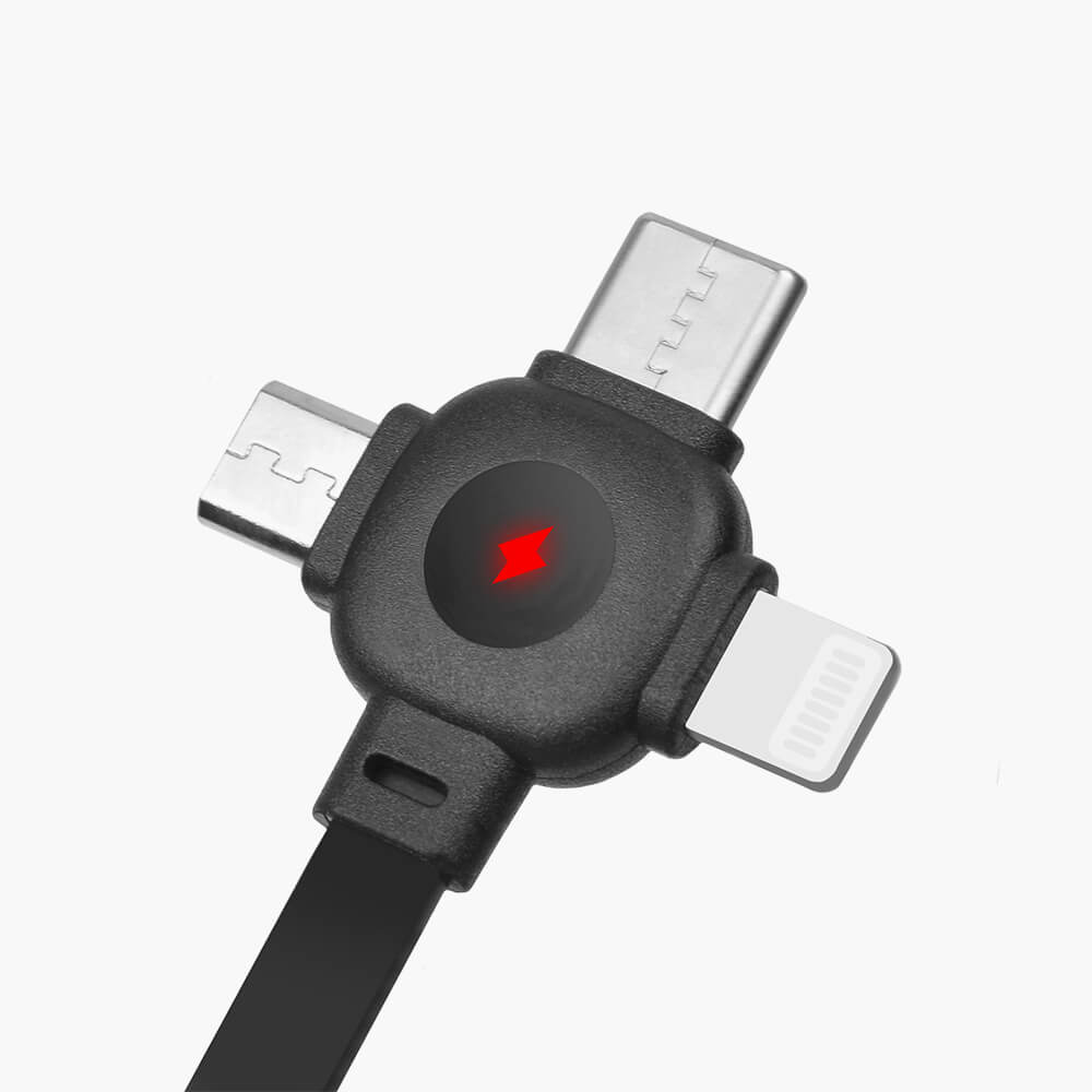Кабель 3 в 1 Trident PRO в футляре-катушке c подставкой для смартфона, 1 м