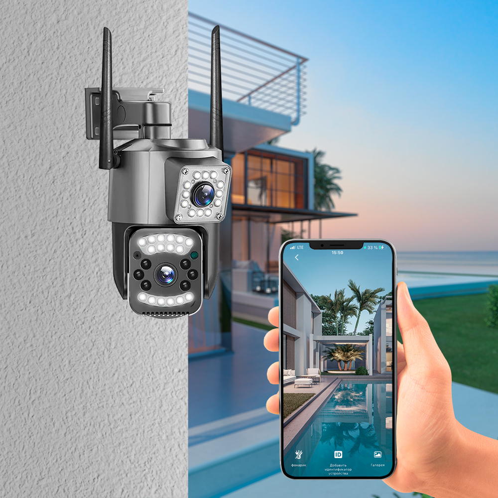 Панорамная 4G-камера ABT Smart Home с ночным режимом, распознаванием людей, двойной системой подключения и аудиосвязью