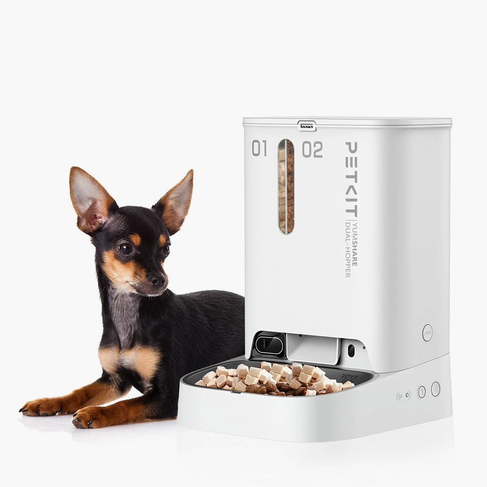 Двойная автоматическая кормушка Petkit YumShare Dual Hopper для кошек и собак малых пород с камерой и управлением со смартфона