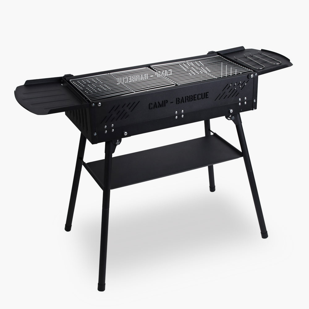 Разборный мангал-гриль GrillBoom Barbecue с откидными полками, системой поддува GreatHeat и корпусом из нержавеющей стали