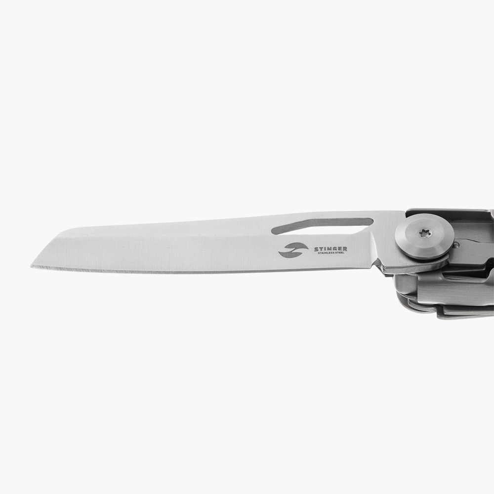 Перочинный нож-мультитул Stinger FK-GHK6B-P03 из нержавеющей стали 440A с ножницами, пилой, открывалкой и замком Liner Lock