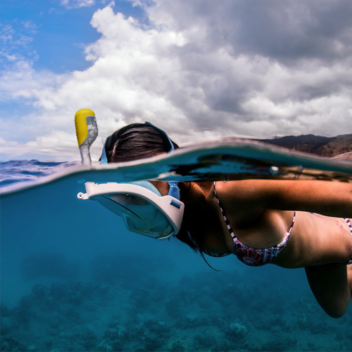 Маска-шлем для плавания под водой Deluxe snorkeling mask с креплением для экшн-камеры